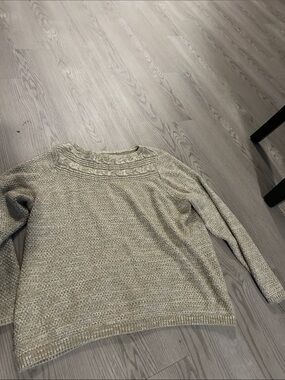 croft & barrow Oatmeal Crew Neck Textured Sweater